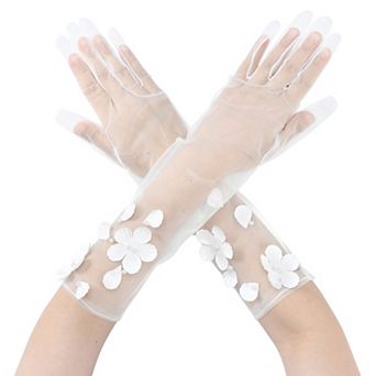 Women's Elegant Lace Gloves Elbow Length Sleeves for Tea Party Wedding