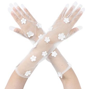 Women's Elegant Lace Gloves Elbow Length Sleeves for Tea Party Wedding