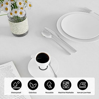 White Rectangle Tablecloth 2-Pack Waterproof Washable Wrinkle-Resistant Cover