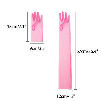 Women's Tulle Long Gloves Full Finger Mesh Sheer Glove for Evening Wedding