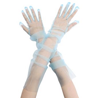 Women's Tulle Long Gloves Full Finger Mesh Sheer Glove for Evening Wedding