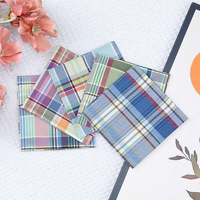 Men's Check Pocket Squares Handkerchiefs Multicolored for Wedding Party Business