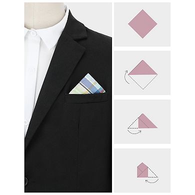 Men's Check Pocket Squares Handkerchiefs Multicolored for Wedding Party Business