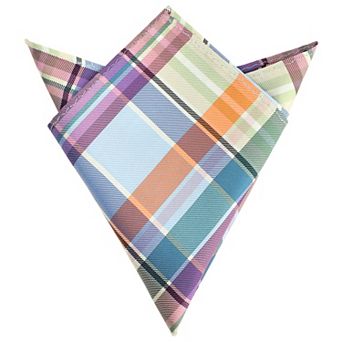 Men's Check Pocket Squares Handkerchiefs Multicolored for Wedding Party Business