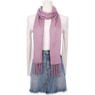 Winter Warm Scarf Solid Color Fringe Long Scarves Shawl for Women