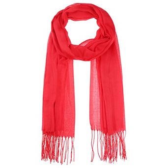Winter Warm Scarf Solid Color Fringe Long Scarves Shawl for Women