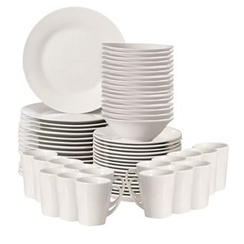 64 pc Dinnerware Set Mugs Bowls Salad and Dinner Plates, Chip Resistant, Dishwasher and Oven Safe