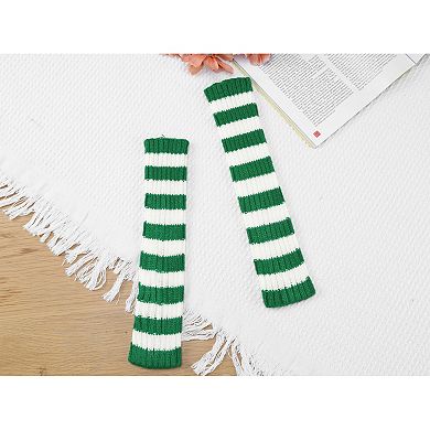 Women's Arm Warmers Fingerless Gloves with Thumb Hole Cute Striped for Winter