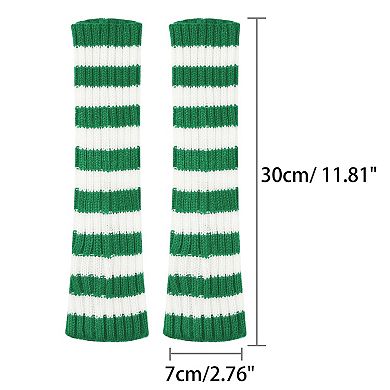 Women's Arm Warmers Fingerless Gloves with Thumb Hole Cute Striped for Winter