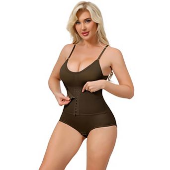Women's Front Hook Bodysuits Tummy Control V Neck Push Up Camisoles Hip Lifting Leotard Shapewear