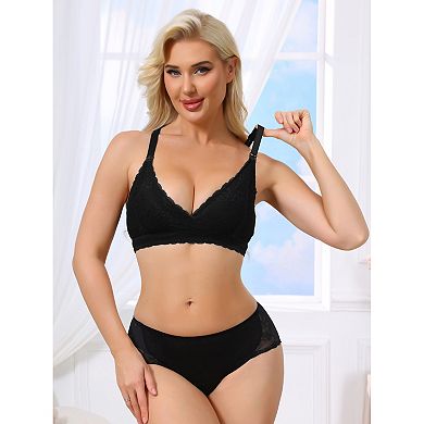 Nursing Bras for Women Lace Breastfeeding Wireless Soft Cup Pregnancy Crossover Plunge Bra