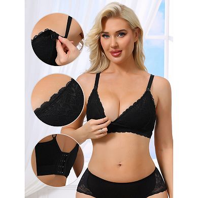 Nursing Bras for Women Lace Breastfeeding Wireless Soft Cup Pregnancy Crossover Plunge Bra