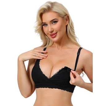 Nursing Bras for Women Lace Breastfeeding Wireless Soft Cup Pregnancy Crossover Plunge Bra