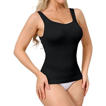 Womens Ribbed Tank Tops Square Neck Shapewear Tummy Control Compression Camisole Bodyshaper