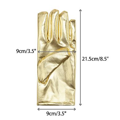 Women's Metallic Shiny Shimmer Full Finger Wrist Length Gloves for Party