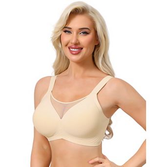 Women's Mesh V-Neck Wirefree Seamless Soft Bras Full Coverage Minimizers