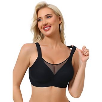 Women's Mesh V-Neck Wirefree Seamless Soft Bras Full Coverage Minimizers