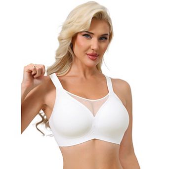Women's Mesh V-Neck Wirefree Seamless Soft Bras Full Coverage Minimizers