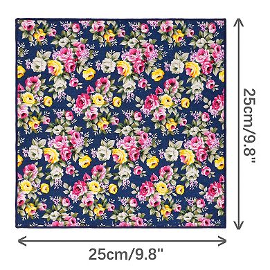 Men's Floral Pocket Square Handkerchiefs with Colored Trim for Wedding Party