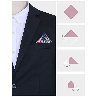 Men's Floral Pocket Square Handkerchiefs with Colored Trim for Wedding Party