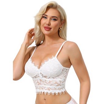 Women's Lace Camisole Plunge Sheer Sleeveless Strap Tank See Through Mesh Back with Thin Cup