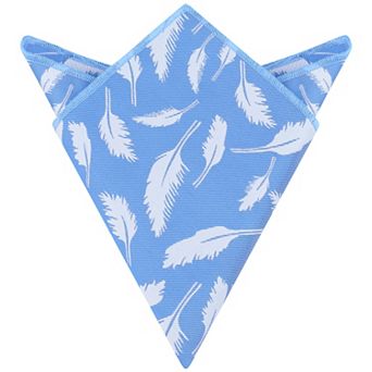 Men's Feather Pocket Square Soft Solid Handkerchief with Embroidered Edge