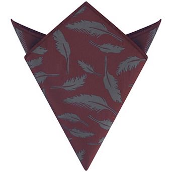 Men's Feather Pocket Square Soft Solid Handkerchief with Embroidered Edge