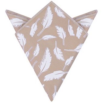 Men's Feather Pocket Square Soft Solid Handkerchief with Embroidered Edge