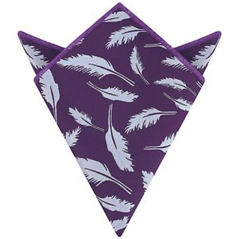 Men's Feather Pocket Square Soft Solid Handkerchief with Embroidered Edge