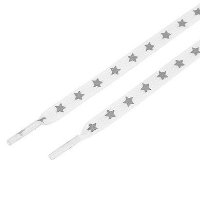 Women's Reflective Stars Shoelaces Flat Strings for Running Sneakers 2 Pairs 47.2"