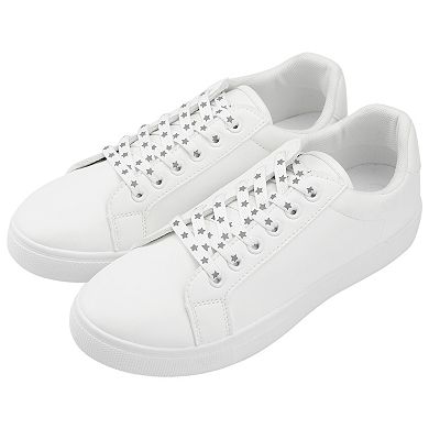 Women's Reflective Stars Shoelaces Flat Strings for Running Sneakers 2 Pairs 47.2"