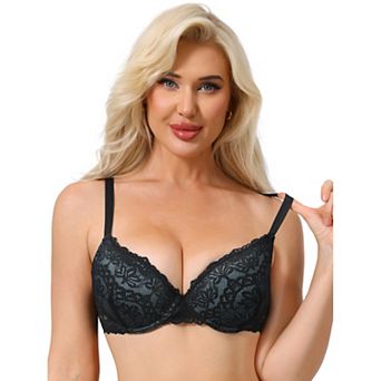Women's Floral Lace Push Up Underwire Adjustable Straps Bras Full Coverage Padded Lingerie