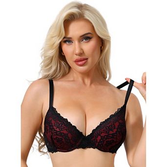 Women's Floral Lace Push Up Underwire Adjustable Straps Bras Full Coverage Padded Lingerie