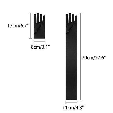 Women's Satin Extra Long Gloves Arm Length Full Fingers for Dancing Party