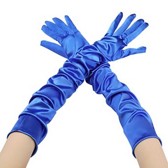Women's Satin Extra Long Gloves Arm Length Full Fingers for Dancing Party