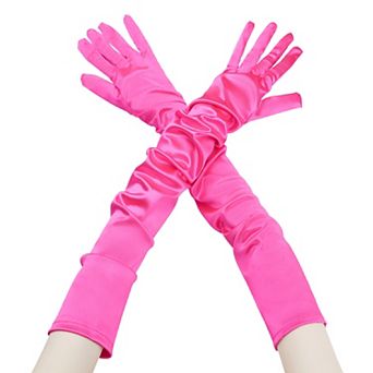 Women's Satin Extra Long Gloves Arm Length Full Fingers for Dancing Party