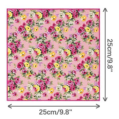 Men's Floral Pocket Square Handkerchiefs with Colored Trim for Wedding Party