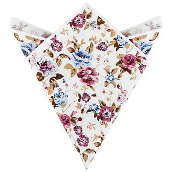 Men's Floral Pocket Square Handkerchiefs with Colored Trim for Wedding Party