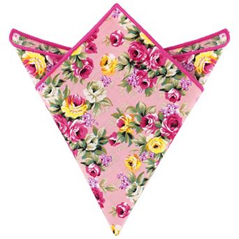 Men's Floral Pocket Square Handkerchiefs with Colored Trim for Wedding Party