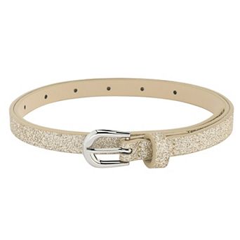 Women's Shinny Sparkly Bling Belts Extra Thin Skinny Waistband for Party Dresses Jeans