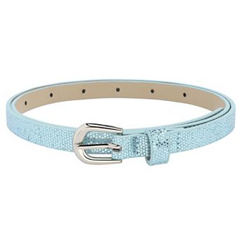 Women's Shinny Sparkly Bling Belts Extra Thin Skinny Waistband for Party Dresses Jeans