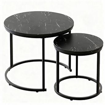 Modern Industrial Coffee Table Set - Nesting Design, Durable Walnut Finish