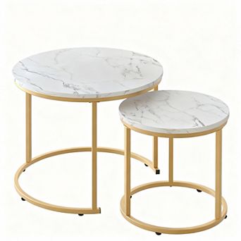 Modern Industrial Coffee Table Set - Nesting Design, Durable Walnut Finish