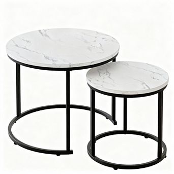 Modern Industrial Coffee Table Set - Nesting Design, Durable Walnut Finish