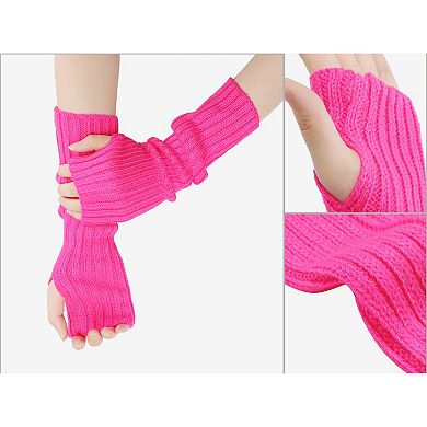 Women's Knit Elastic Arm Warmers Gloves Elbow Long Knitted Cover for Winter