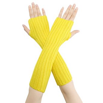 Women's Knit Elastic Arm Warmers Gloves Elbow Long Knitted Cover for Winter