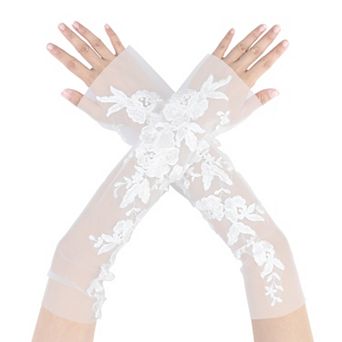 Women's Lace Gloves Arm Length Sleeves for Wedding Party 3.74x15.75x4.72"