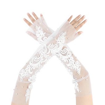 Women's Lace Gloves Arm Length Sleeves for Wedding Party 3.74x17.32x4.72"