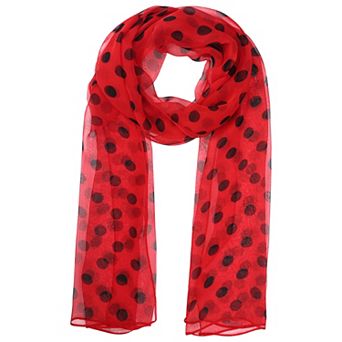 Women's Polka Dots Scarf Retro Sheer Long Scarves for All Season