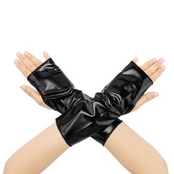 Women's Shiny Fingerless Short Gloves Shimmer Arm Warmers for Cosplay 1 Pair